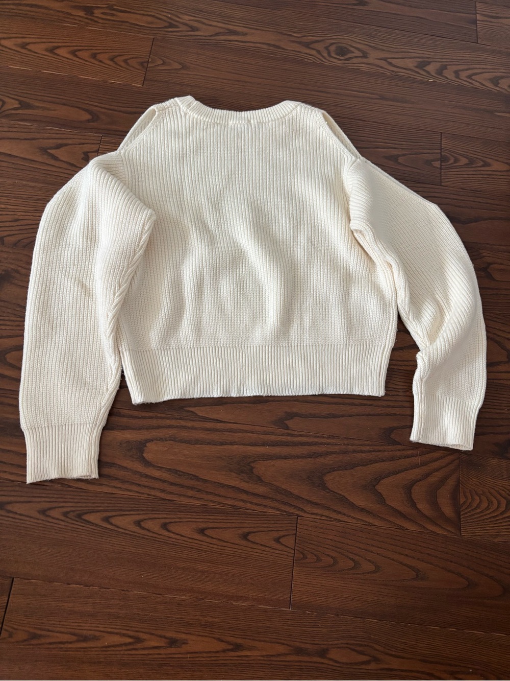 Off-the-Shoulder Cropped Sweater in Cream